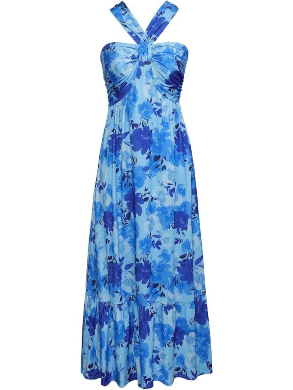 Floral Halter Boho Maxi Dress for Women - Summer Style, Elegant & Breezy